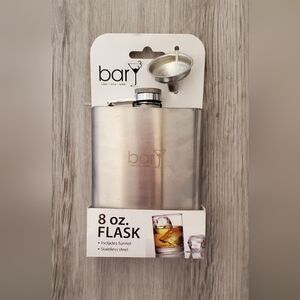 💚5/$25 Bar3 Stainless Steel Flask with Funnel 8oz New In Package